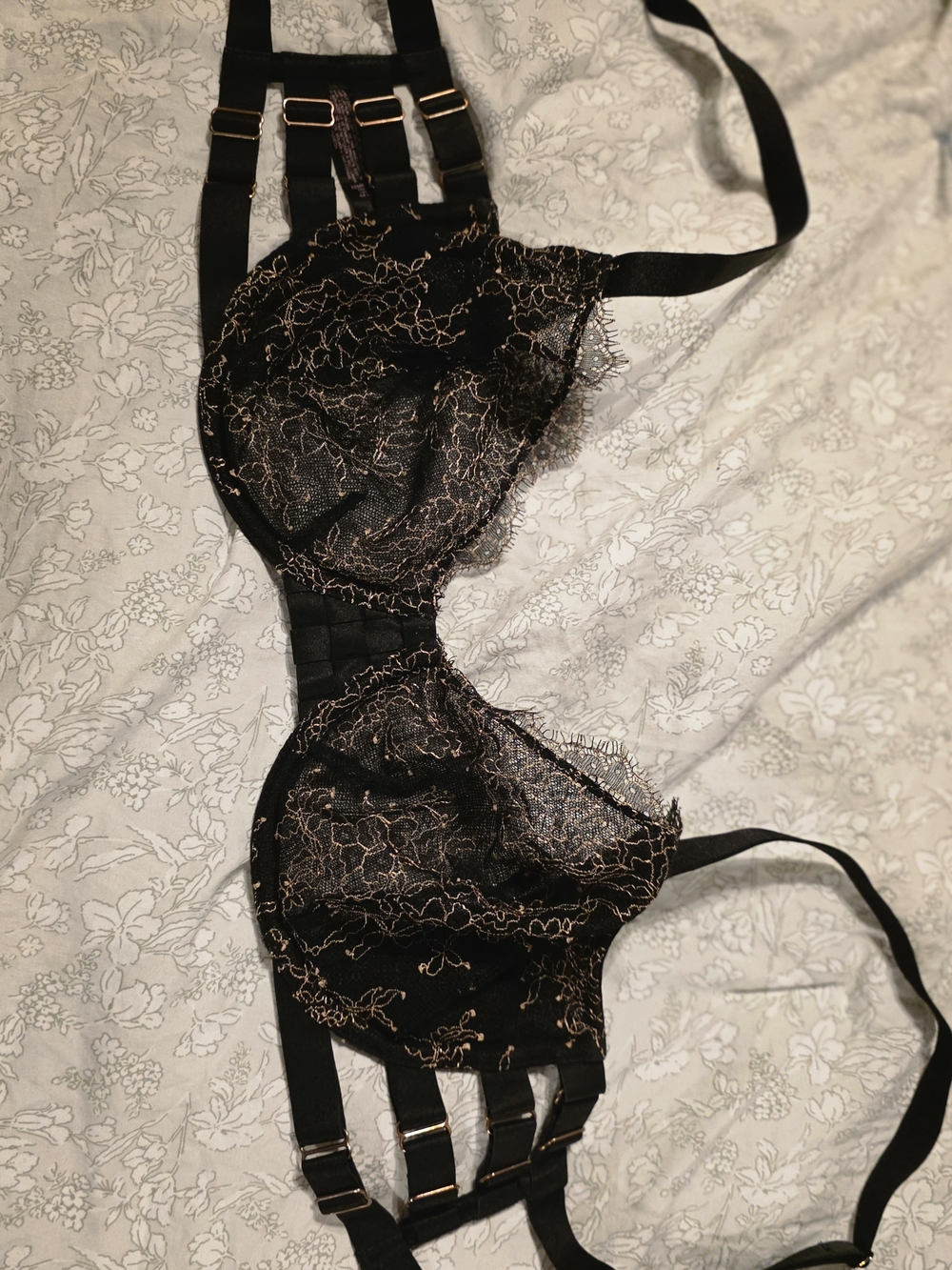 Victoria's Secret Black Bra with Gold Lace Trim